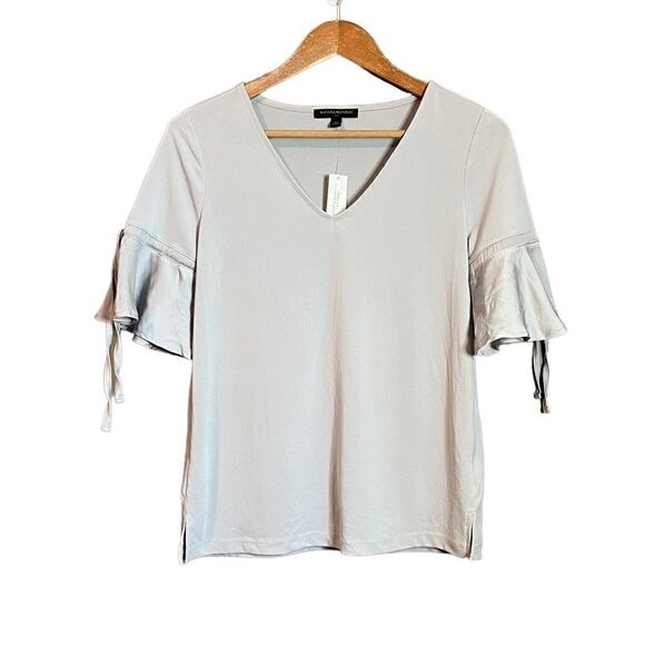 NWT! Banana republic factory grey tee with ruffle sleeves - Picture 1 of 11